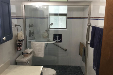 Go navy guest bathroom remodel in gulf breeze fl