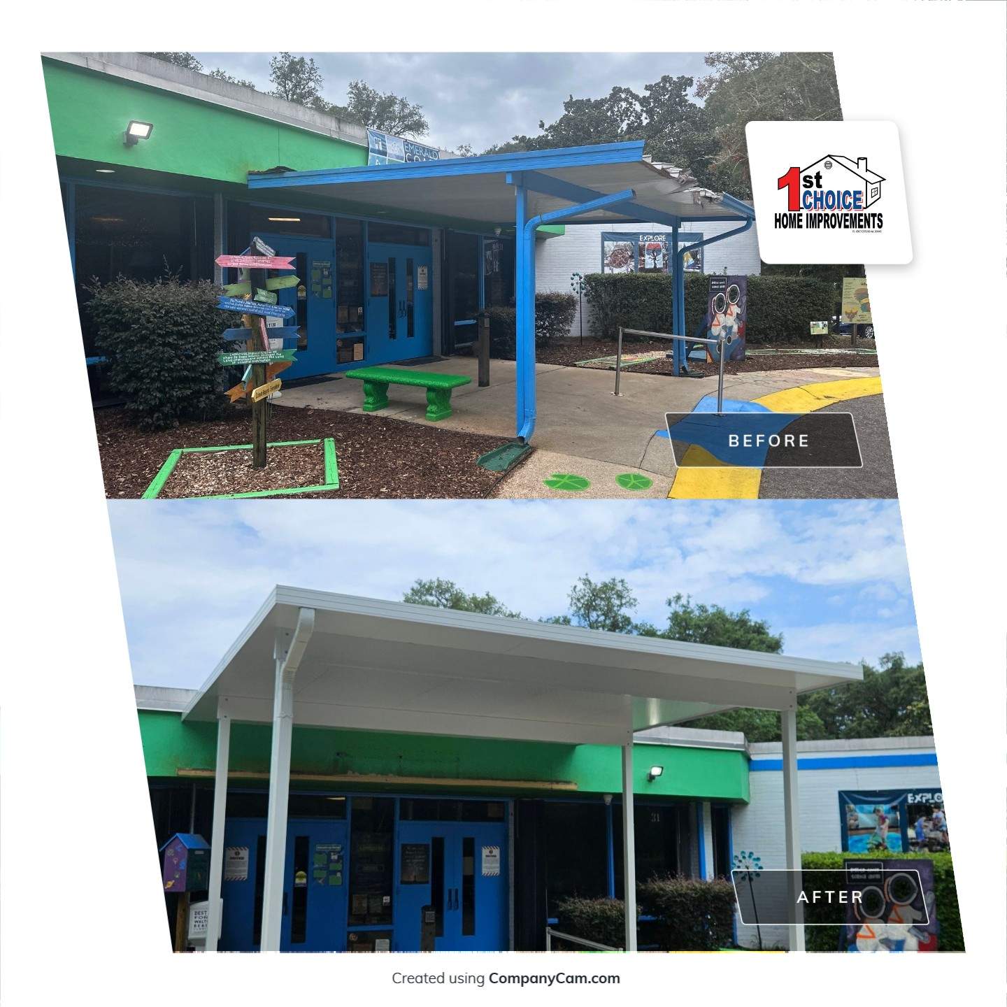 New Patio Cover Gives the Emerald Coast Science Center Entrance a Fresh Look in Fort Walton Beach, FL