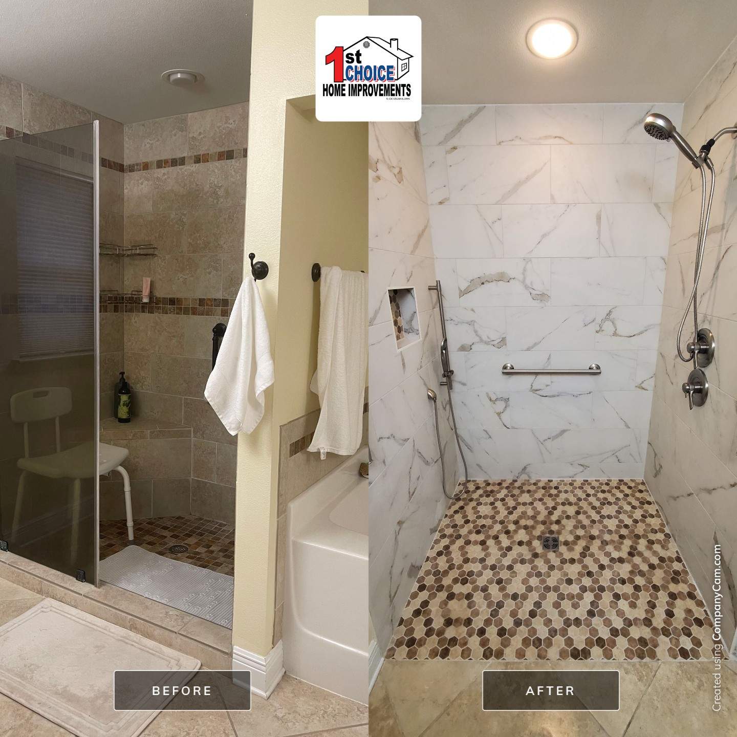 VA Adaptive Housing Grant accessible bathroom remodeling project with zero-entry roll-in shower