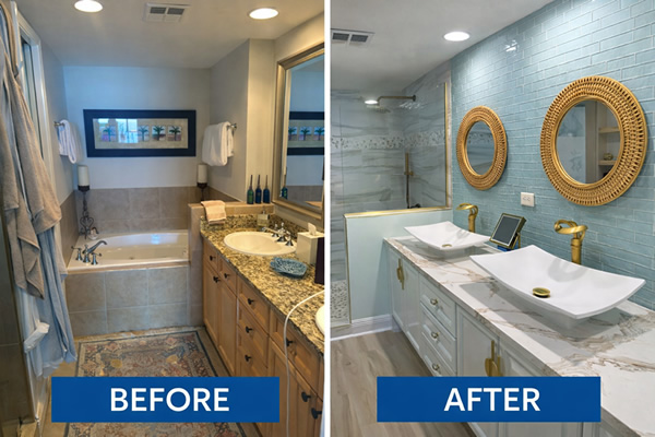 Luxury bathroom remodel before and after